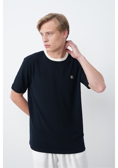 Baselco Unisex Dokulu 90's T-shirt Lacivert