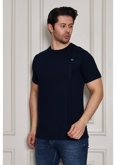 Erkek Jeuss Oysho Kumaş Sıfır Yaka Lacivert Tshirt
