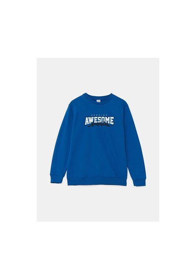 LC Waikiki Bisiklet Yaka Erkek Çocuk Sweatshirt Koyu Mavi