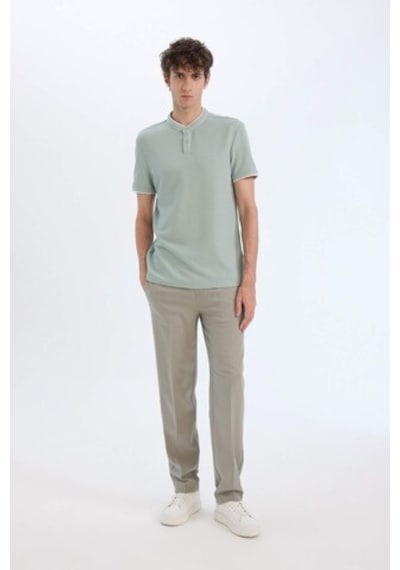 Defacto Slim Fit Dar Kesim Dik Yaka Dokulu Kısa Kollu Waffle Polo Tişört Z4262az25smgn50 Yeşil