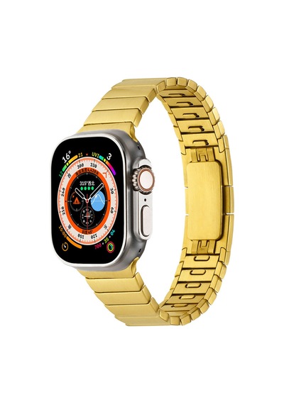 Watch Ultra 49mm Uyumlu Krd-82 Metal F10t Kordon-gold