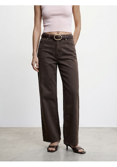 Dilvin 72323 Lyocell Karışımlı Wide Leg Jean-kahve