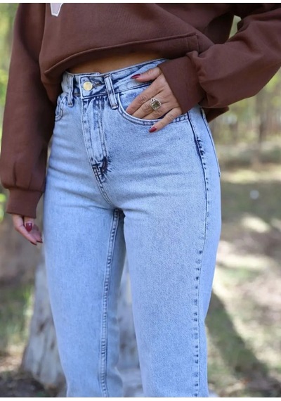 Woddi Çnr Kadın Yüksek Bel Mom Jeans Likralı Esnek Kot Pantolon Yeni Hsn Taş1