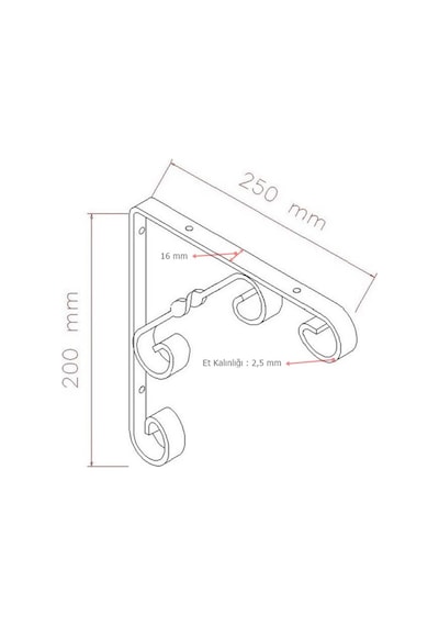 2 Adet Burgulu 20 x 25 cm Dekoratif Raf Altı Ayağı Konsol Beyaz