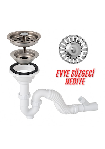 Çöpmak Lavabo Sifonu Koku Önleyici Sistemli Tahliye Seti Çamaşı