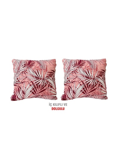 Kırlent Yastık Dolgulu Vip Yastık 2 Adet-43X43 Cm(Kırmızı Yaprak) (524872640)