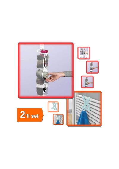 5 Adet Dolap İçi Asılabilir Temiz Çorap Filesi Askılık Düzenleyici + Havlupan Askısı - 2li Set X3n7q Belirtilmemiş