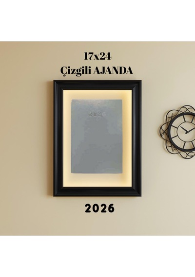 2026 Ajanda 17x24 Çizgili Gri Gri