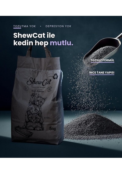 Lavanta Kokulu Doğal Bentonit Kedi Kumu 5 Kg Güçlü Topaklanan, Tozsuz, Koku Hapseden, Patilere Yapışmayan, Bentonit Kedi Kumu