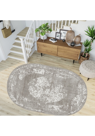 Rovigo Home Dijital Baskı Yıkanabilir Kaymaz Taban Oval Salon Halısı RVG7273-SD312 Çok Renkli