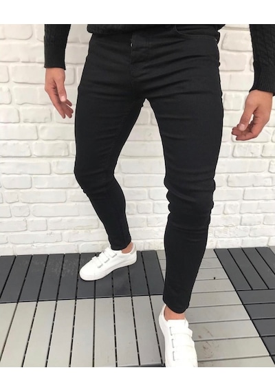 Lazer Desen Likralı Dar Paça Erkek Kot Pantolon
