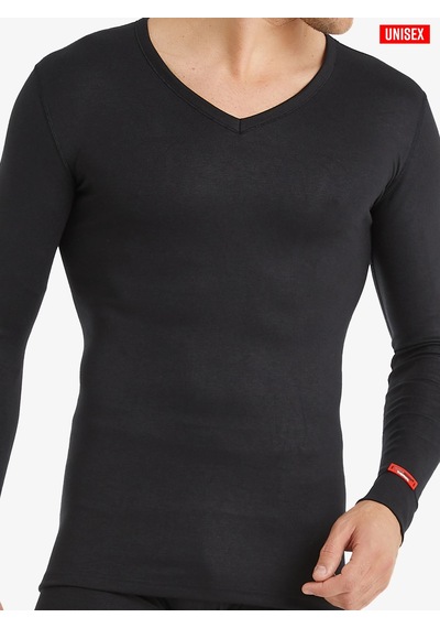 Blackspade Termal V-neck T-shirt Long 1257 Siyah