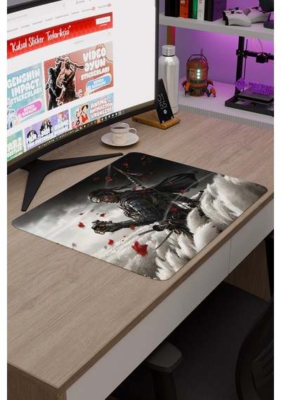 Ghost Of Tsushima Kaymaz Dikişli Kauçuk Oyuncu Mousepad V2 - 48x40 Xl Gaming Mouse Pad Fare Altlığı