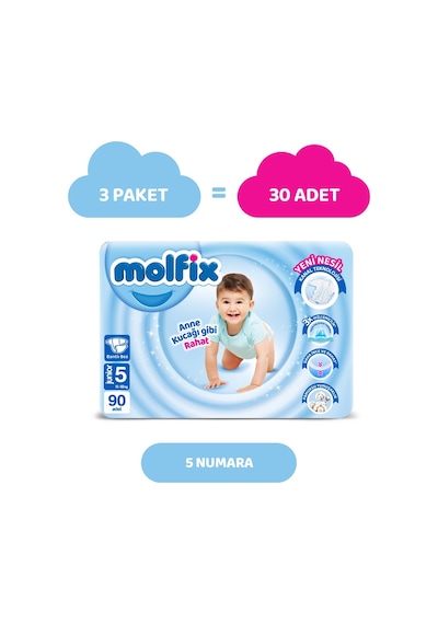 Molfix Bebek Bezi 5 Beden Junior Süper Fırsat Paketi 90 Adet