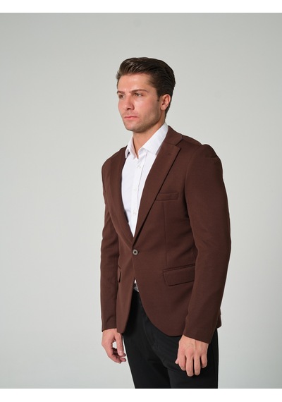 Bonesti Erkek Slim Fit Blazer Ceket Kahverengi Koyu Kahve