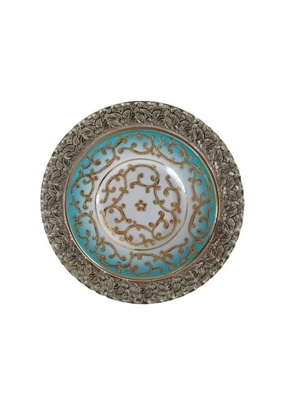 Kütahya Porselen El Yapım 17 cm Duvar Tabağı Turkuaz Dekor No 367