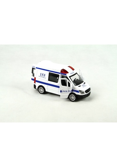 Vardem Sesli Işıklı 14 CM Çek Bırak Metal Polis Arabası