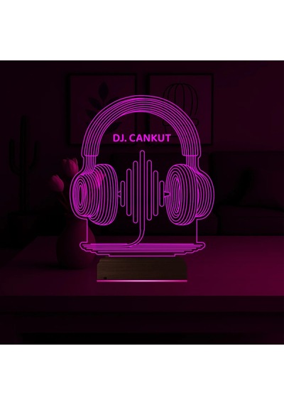 Luvivia Dj Hediye Kulaklık Müzik Kişiye Özel 3d Lamba - Masa Gece Lambası Şeffaf