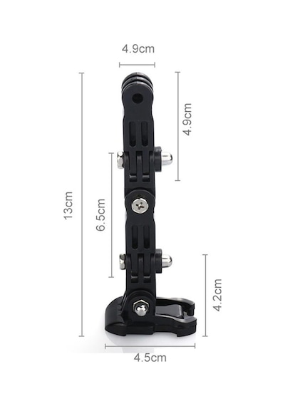Gplus Gp15 Aksiyon Kamera Uyumlu 4 Yollu 13 Cm Hızlı Tak Uzatma Aparatlı Motor Kask Bağlantı Seti Siyah