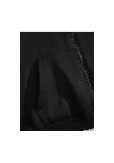 Tarzsokak Slogan Graphic Zip Up Drawstring Lined Hoodie Siyah