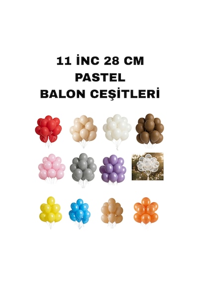 Pastel Balon 11 İnc 28 Cm Doğum Günü Parti Malzemeleri 10 Adet Krem
