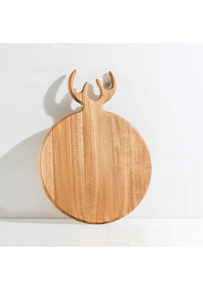 Qerhome Dekoratif Geyik Figürlü Kesme Tahtası Oval - Peynir Tahtası - Dekoratif Sunumluk 36 Cm X 26 Cm Bambu