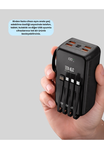 Yüksek - 632 - Kapasite Tnabilir Şarj Aleti Çoklu - Ece-umay - Kablo Çıkışlı