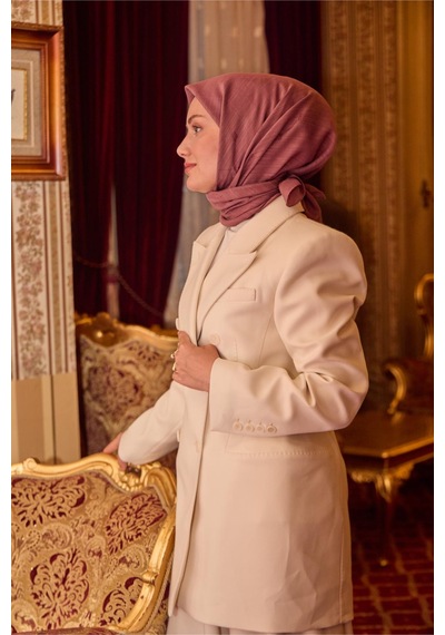 Silk Home Monogram Pamuk İpek Eşarp 130001-01 gül kurusu