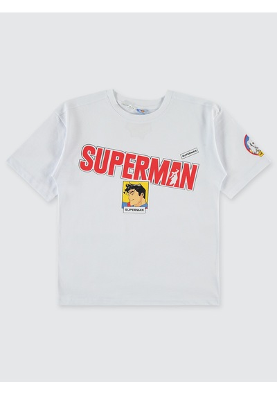 Superman Erkek Çocuk Tişört 10-13 Yaş Beyaz