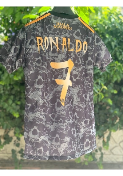 Real Madrid Özel Tasarım Ronaldo 7 Futbol Forması Gri Çok Renkli