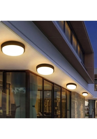36 Watt 4000 Kelvin Led İç Ve Dış Mekan 3200 Lümen Plastik Tavan Ve Duvar Armatürü, Led Tavan Aplik Siyah