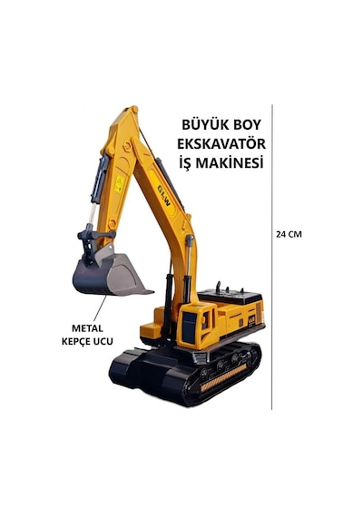 Oyuncak Sürtmeli Ekskavatör Kepçe Metal Oyuncak Iş Makinası