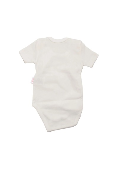 Bebegen Unisex Ekru Raporlu Kısa Kol Çıtçıtlı Body Zıbın