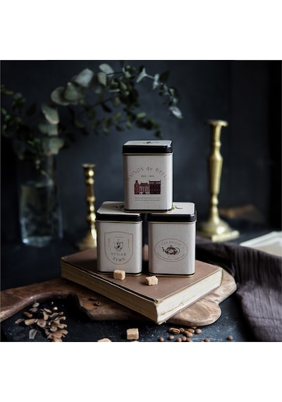 Azura Desenli Kare Metal Saklama Kabı 3 Lü Set, 8.7 X 8.7 X 12.5 Cm Çok Renkli
