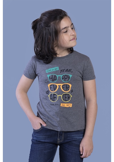 Toontoy Kids Toontoy Erkek Çocuk Gözlük Baskılı Tişört Antrasit Melanj