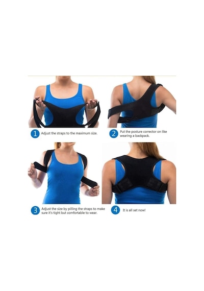 Unisex Siyah Yeni Nesil Dik Duruş Kamburluk Önleyici Korse