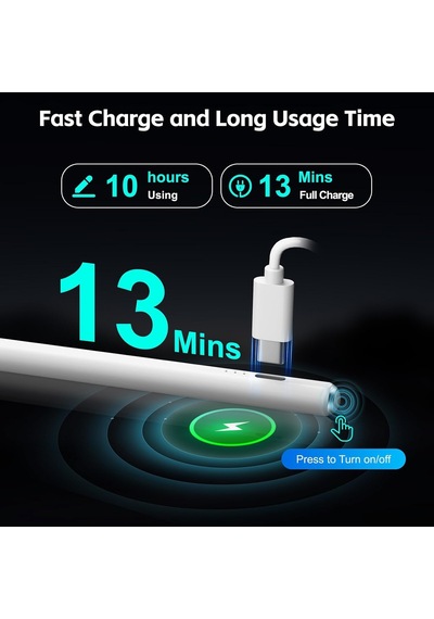 13mins Hızlı Şarj, Eğim Hassasiyeti İle Apple Uyumlu iPad 2026-2018 İçin Stylus Kalem Belirtilmemiş