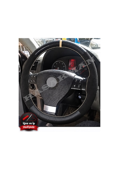 Vw Eos Dikme Direksiyon Kılıfı Alcantara Süet Mat Karbon Bej Yüzük Ve Dikiş 2006-2010