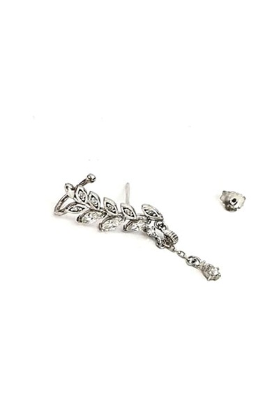 Pırlanta Işıltısında Zirkon Taşlı Gümüş Lüks Tek Earcuff Küpe