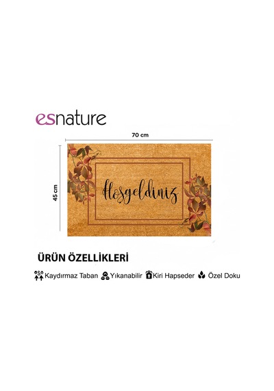 Esnature Sarmaşık Desenli Kapı Paspası Önü Paspası 45x70 Cm