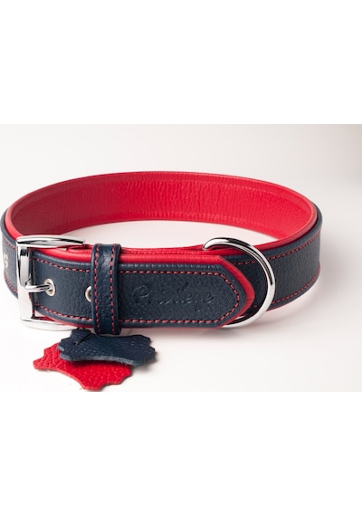 Privilege Flotter Hakiki Deri Köpek Boyun Tasması L Lacivert Kırmızı 3 x 47-56 CM Lacivert