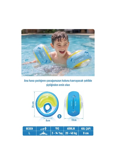 Fashcolle Large Beden Şişme Deniz Kolluğu 4-14 Yaş X 2 Adet Çok Renkli