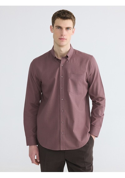 Lcwaıkıkı Classic Pembe Regular Fit Keten Görünümlü Erkek Gömlek