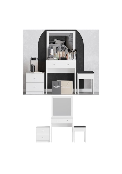 Decormet Nice Makyaj Masası Beyaz Beyaz