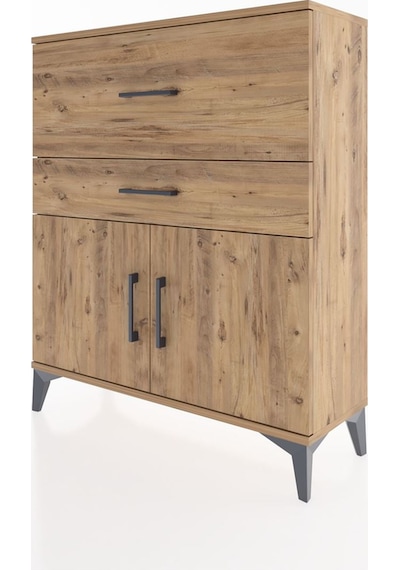Arges Şifonyer Tek Raflı 2 Çekmeceli 2 Kapaklı 88x30x106 Çam-çam Çam