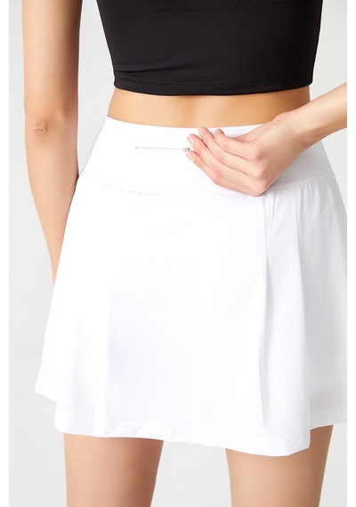 Los Ojos Beyaz 2 Katmanlı Tenis Eteği - Şort Etek - Spor Etek Tennis Skirt Beyaz
