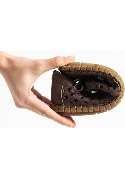 Dabab Shoes Vırena Kadın Acı Kahve Hakiki Deri File Bağcıklı Düz Taban Yazlık Babet Loafer Ayakkabı Kahverengi