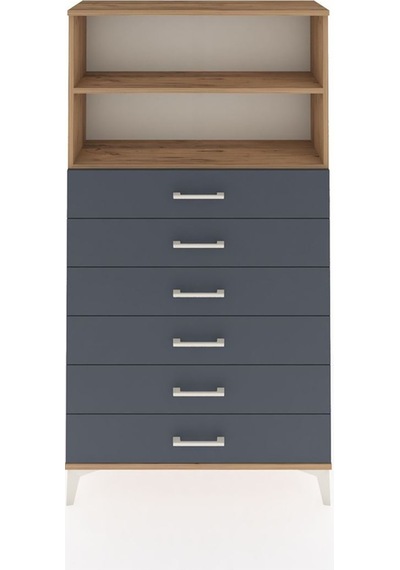 Arges Dolap 2 Raflı 6 Çekmeceli 88x30x163 Çam-antrasit Atlas Çam