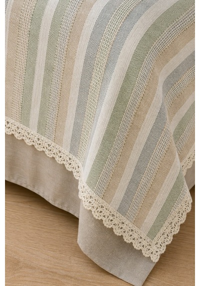 Naturel Buldan %100 Pamuk Çift Kat Fırfırlı 3 Parça Çift Kişilik Yatak Örtüsü Takımı 240x260 Cm Çok Renkli