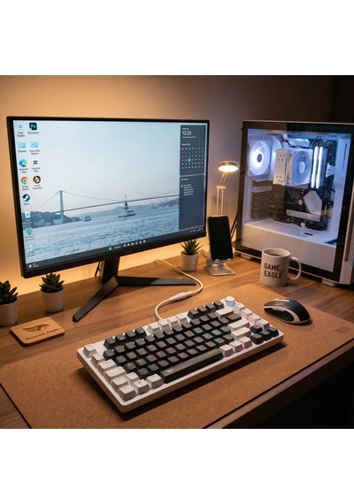 Mekanik Rgb Gaming Kablolu Klavye 81 Tuşlu Mavi Switch Hot Swap Double Shot Örgü Kablolu Oyuncu Klavyesi